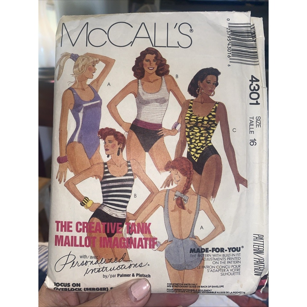Vintage 1980s McCalls 4301 Sewing Pattern Misses Swimsuits One Piece Size 16
